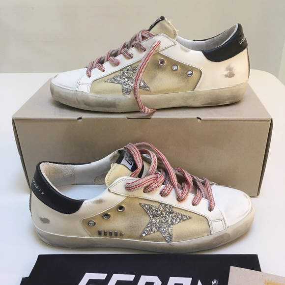 Golden Goose Superstar Beige Silver Glitter Star - Picture 3 of 10